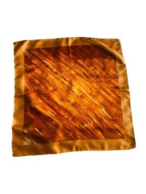 Silk-Look Gold Brown Square Scarf